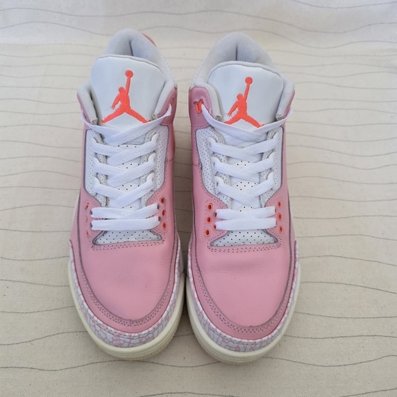 Air Jordan Womens Retro 3 Pink White Leather Sneakers Shoes CK9246-600 Size 8.5 - Picture 3 of 15